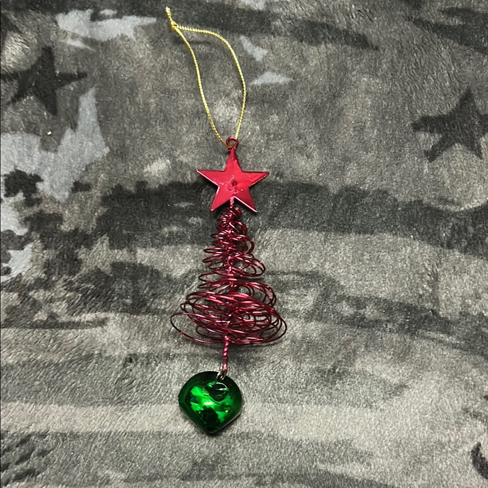Red & Green Wire Christmas Tree Ornament